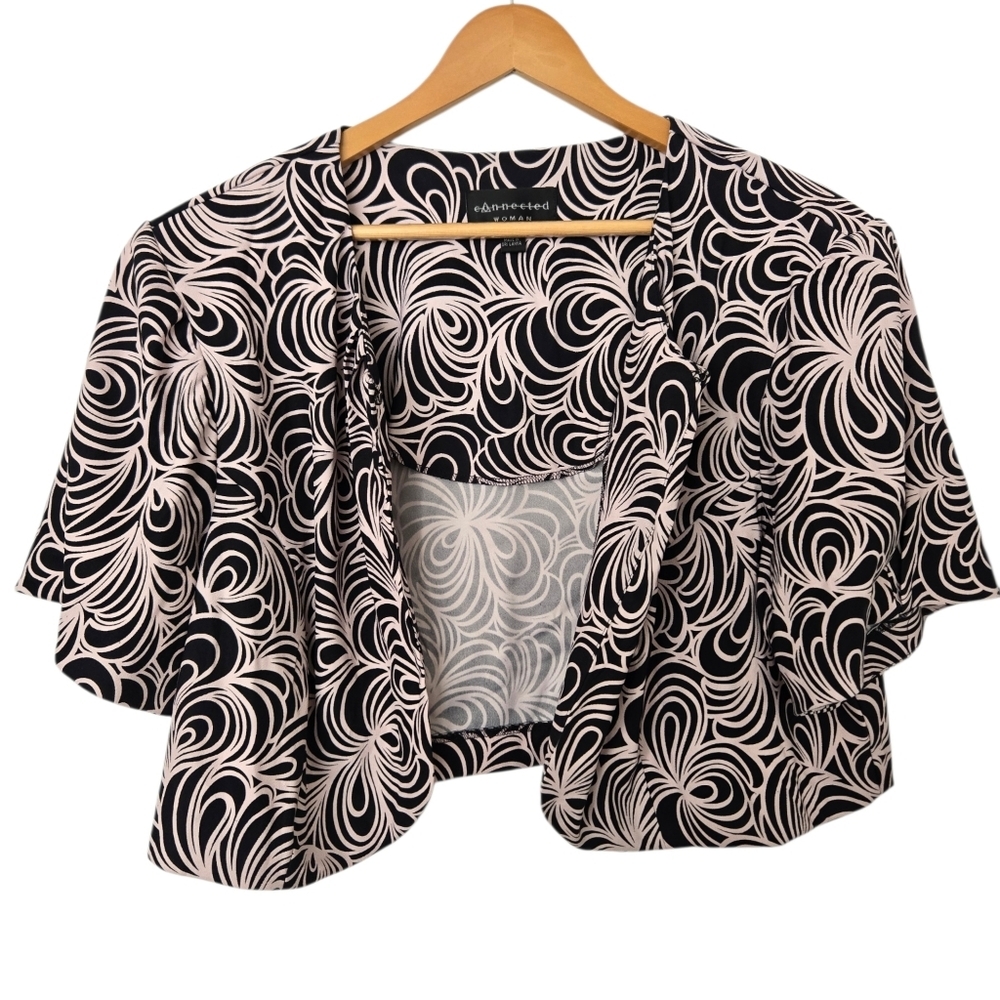 Connected Apparel Black and Cream Patterned Jacket